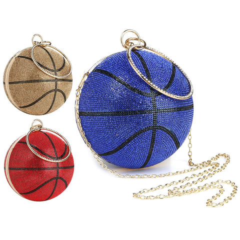 Bolso de embrague de diamantes de imitación de baloncesto