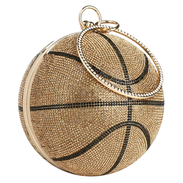 Bolso de embrague de diamantes de imitación de baloncesto